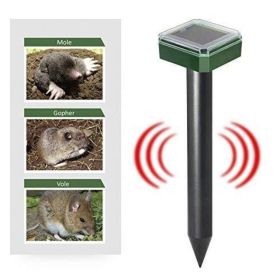 4 pcs Solar Powered Repellent Ultrasonic Outdoor Lawn Garden Snake Rodent Repeller; mouse repeller - round