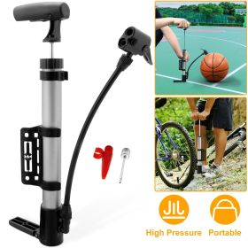 Mini Bike Pump Portable Bicycle Tire Inflator Ball Air Pump w/ Mount Frame For Mountain Road Bike - Silver