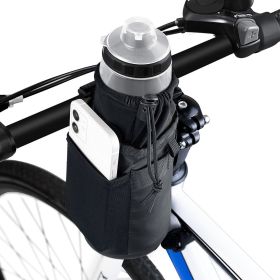 Bike Handlebar Bags Bicycle Phone Bottle Holder Bag Insulated Drink Cup Holder Strap-On Phone Storage Bag with Shoulder Strap - Black