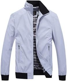 Men's Lightweight Casual Jackets Full-Zip Windbreakers Fashion Jackets Outerwear - LIGHT GREY-XXL