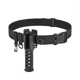 1pc Fishing Waist Belt With Adjustable Wading Belt Buckle; Rod Holder For Men Fishmen Outdoor - Black