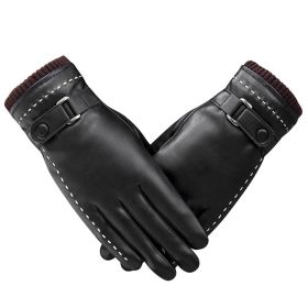 Womens Winter Leather Gloves Touchscreen Texting Warm Driving Lambskin Gloves - Black