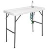 Folding Cleaning Sink Faucet Cutting Camping Table with Sprayer - white