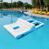 Floating 4-Person Inflatable Lounge Raft with 130W Electric Air - White