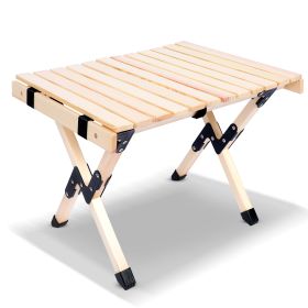 Folding Wooden Picnic Table with Carry Bag, Portable Roll Up Camping Table for Travelling, Beach, Patio, Garden, BBQ - as Pic