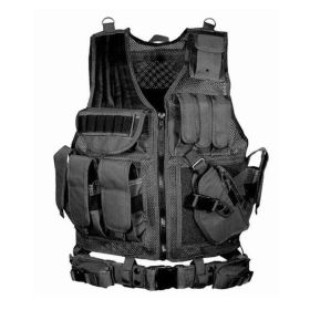 Tactical Vest Military Combat Army Armor Vests Molle Airsoft Plate Carrier Swat Vest Outdoor Hunting Fishing CS Training Vest - Black