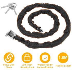 1.8M Bike Chain Lock w/ 3 Keys Heavy Duty Security Lock Bicycle Motorcycle Motor Bike Chain Lock - Black