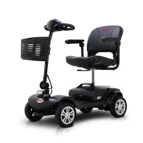 Four wheels Compact Travel Foldable Outdoor Electric Power Mobility Scooter for Adult with LED Lights - Black