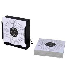 5.5" Square Target Holder Pellet Trap + 100 Paper Targets - Black