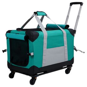 Pet Rolling Carrier with Wheels Pet Travel Carrier Transport Box Dog Strollers for Small Dogs/Cats Up to 28 LBS - green