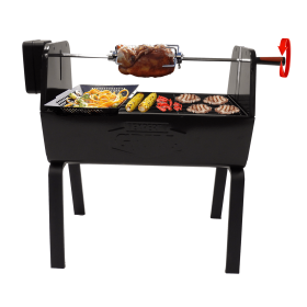 Charcoal Portable Rotisserie BBQ Grill - Black