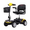 Four wheels Compact Travel Foldable Outdoor Electric Power Mobility Scooter for Adult with LED Lights - Yellow