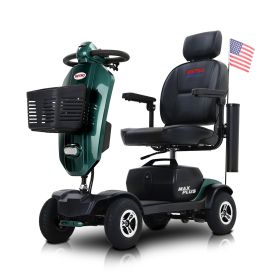 MAX PLUS EMERALD 4 Wheels Outdoor Compact Mobility Scooter with 2pcs*20AH Lead acid Battery, 16 Miles, Cup Holders & USB charger Port - as Pic