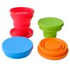 1pc Soft Silicone With Lid; Retractable Mini Folding Water Cup; For Outdoor Travel Hotel - Blue