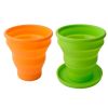 1pc Soft Silicone With Lid; Retractable Mini Folding Water Cup; For Outdoor Travel Hotel - Blue