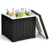 3-In-1 Patio 10 Gallon Ice Cube Cooler Box Table Stool Storage W/Handle - Black - Outdoor Coolers