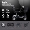 Four wheels Compact Travel Foldable Outdoor Electric Power Mobility Scooter for Adult with LED Lights - Silver