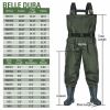 BELLE DURA Fishing Waders Chest Waterproof Light Weight Nylon Bootfoot Waders for Men Women with Boots - Army Green - Men 11 / Women 13