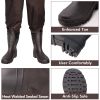 Sunocity Chest Fishing Waders for Men Women with Boots Waterproof, Nylon Chest Wader with PVC Boots & Hanger - Coffee - Men 12 / Women 14