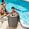 Patio Rattan Cool Bar 12 Gallon 4-in-1 Cocktail Table Side Table  - Brown - Outdoor Coolers