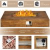 48 x 27 Inch Outdoor Gas Fire Pit Table 50,000 BTU with Lava Rocks and Cover - Brown