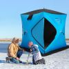 Portable 2 Person Ice Shanty with Cotton Padded Walls - Blue