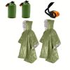 2pcs Emergency Blanket Poncho; Ultralight Waterproof Thermal Survival Space Blanket Ponchos For Outdoor Camping Hiking - Orange 2pcs