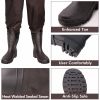 UPGRADE Fishing Waders for Men&Women with Boots Waterproof;  Nylon Chest Wader with PVC Boots & Hanger Brown - Brown - Men 10/Women 12