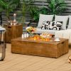 48 x 27 Inch Outdoor Gas Fire Pit Table 50,000 BTU with Lava Rocks and Cover - Brown