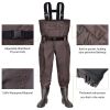 Sunocity Chest Fishing Waders for Men Women with Boots Waterproof, Nylon Chest Wader with PVC Boots & Hanger - Coffee - Men 12 / Women 14