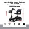 Four wheels Compact Travel Foldable Outdoor Electric Power Mobility Scooter for Adult with LED Lights - Black