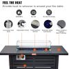 VEVOR Gas Fire Pit Table, 43 In 50000 BTU, Propane Outdoor Wicker Patio fire Pits with Carbon Steel Tabletop, Lava Rock, Glass Wind Guard, Cover, Add