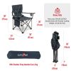 Oversized Folding Camping Chair, Heavy Duty Supports 300 LBS, Portable Chairs For Outdoor Lawn Beach Camp Picnic - grey