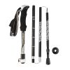 KORAMAN 1pair Carbon Fiber Collapsible Hiking Trekking Walking Pole Sticks; Lightweight Folding Quick-Lock System With Carrying Bags - Black