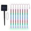 Solar Powered Meteor Shower String Lights 9.84FT Falling Raindrop Tube Lamp Water Resistant Decorative Lights  - Colorful