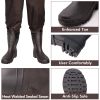 Sunocity Chest Fishing Waders for Men Women with Boots Waterproof, Nylon Chest Wader with PVC Boots & Hanger - Coffee - Men 10 / Women 12