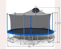 14FT Trampoline for Adults & Kids with Basketball Hoop, Outdoor Trampolines w/Ladder and Safety Enclosure Net for Kids and Adults - as Pic