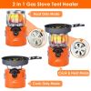 2000W 2 In 1 Camping Stove Tent Heater Outdoor Gas Stove Portable Backpacking Stove - Orange