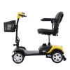 Four wheels Compact Travel Foldable Outdoor Electric Power Mobility Scooter for Adult with LED Lights - Yellow