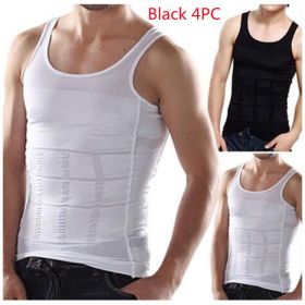 Men's Tight-waist Body Shaper Tank Top Corset (Option: Black 4PC-L)