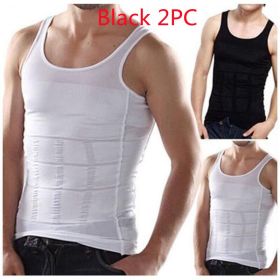 Men's Tight-waist Body Shaper Tank Top Corset (Option: Black 2PC-S)