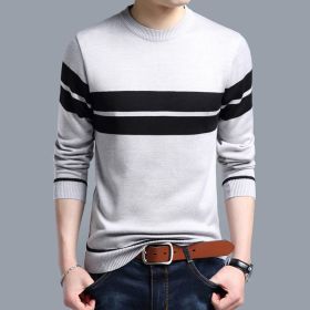 Men's Plush warm knit sweater (Option: Grey black-M)