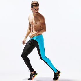 Men's color block sports yoga pants (Option: Black-XL)