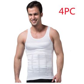 Men's Tight-waist Body Shaper Tank Top Corset (Option: White 4PC-M)