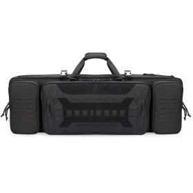 VOTAGOO Double Rifle Case Gun Bag, Safely Long-Barrel Firearm Transportation Cases  Locks, All-Weather Soft Tactical Range Bag Ackpack For Shotgun Spa (Option: Black-42inches)