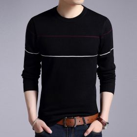 Men's Plush warm knit sweater (Option: Black-L)