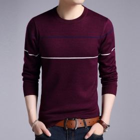 Men's Plush warm knit sweater (Option: Purple-XL)