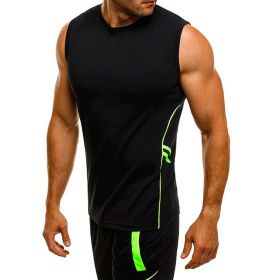 Quick-drying men's sleeveless T-shirt suit (Option: Black-3XL)