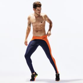 Men's color block sports yoga pants (Option: Navy Blue-S)