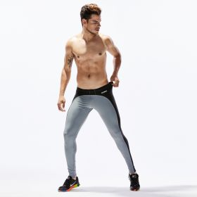 Men's color block sports yoga pants (Option: Grey-M)